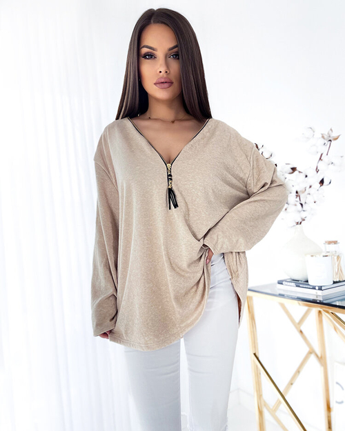 Royalfashion Жіноча блуза оверсайз бежевого кольору