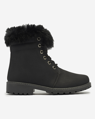 Klasické dámské kozačky a'la trapper v černé barvě Lausa- Footwear