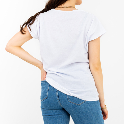 Біла жіноча футболка з принтом та блискітками PLUS SIZE