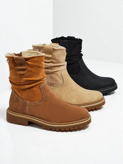 Vyšší dámské eko semišové kotníkové boty Liora