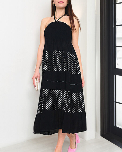 Černá puntíková maxi sukně PLUS SIZE - Oblečení