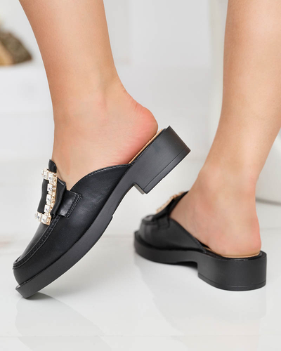 Dámské černé pantofle a'la loafers Delaqi - Boty