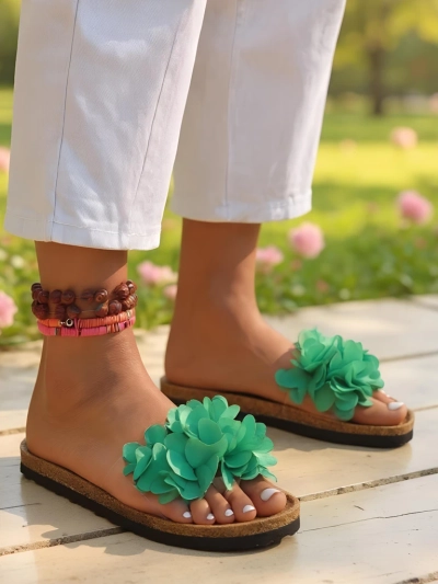 Royalfashion Dámské žabky s kytičkami Flora Soft