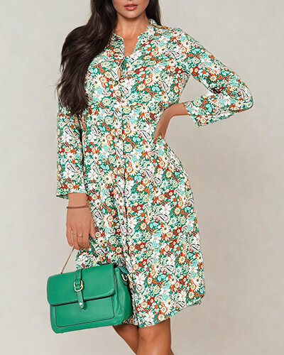 Royalfashion Dámské midi vzorované šaty