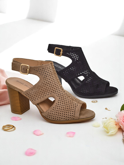 Royalfashion dámské sandály na blokovém podpatku s vyřezávanými detaily Abetle