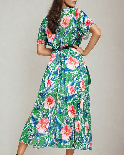 Royalfashion Жіноча плісирована квіткова сукня міді