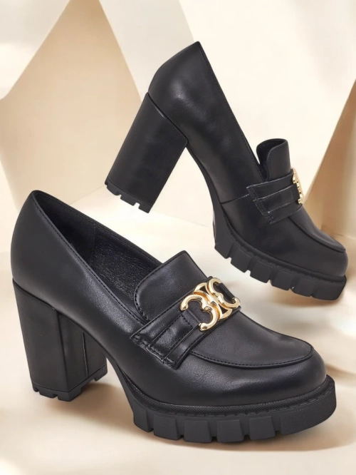 Жіночі туфлі Nero Aurora на підборах із золотою пряжкою, екошкіра