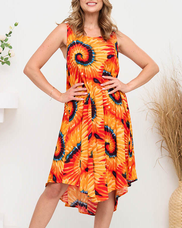 Барвиста оранжево-червона жіноча літня сукня PLUS SIZE - Одяг