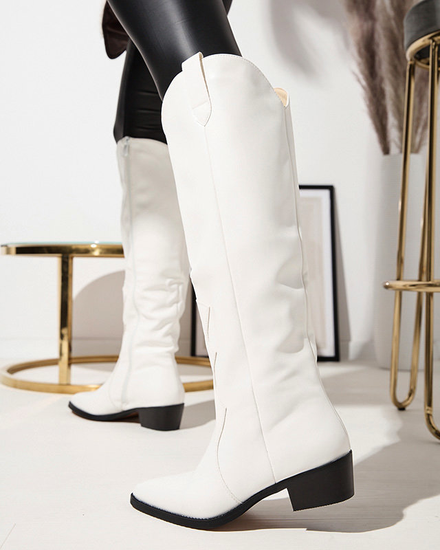 Білі жіночі чоботи з екошкіри а-ля ковбойські чоботи Redita - Взуття
