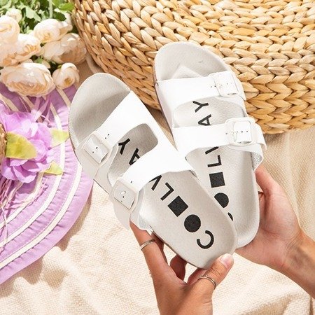 Білі жіночі тапочки з застібками Vinada - Взуття