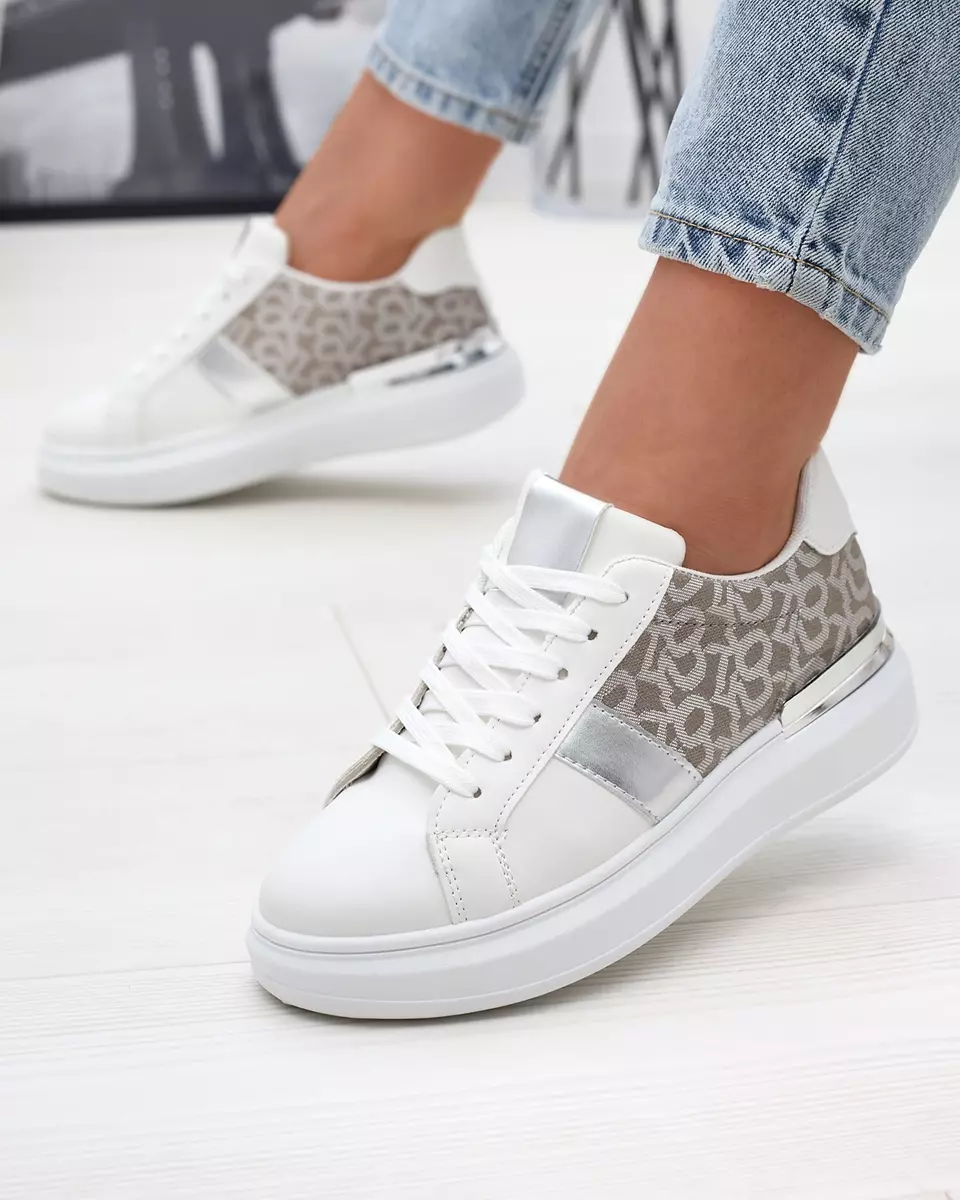 Біло-сріблясті жіночі спортивні кросівки Mlysio- Footwear