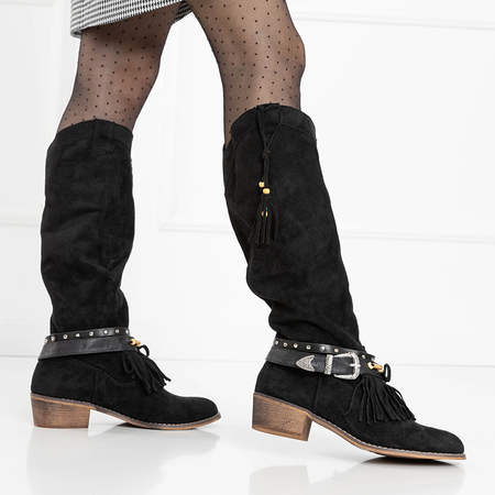 Чорні жіночі ковбойські чоботи з прикрасами Clarosai - Взуття