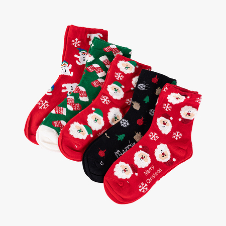 Дитячі шкарпетки з новорічним принтом, набір з 5 пар