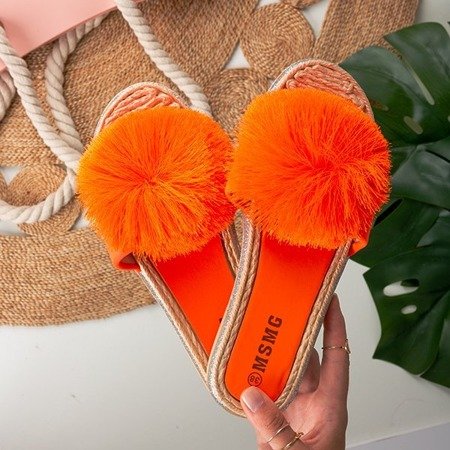 Неонові помаранчеві тапочки Talvika з помпоном - Взуття