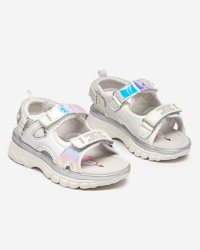 OUTLET Біло-сріблясті дитячі босоніжки з кольоровими вставками Murino - Взуття