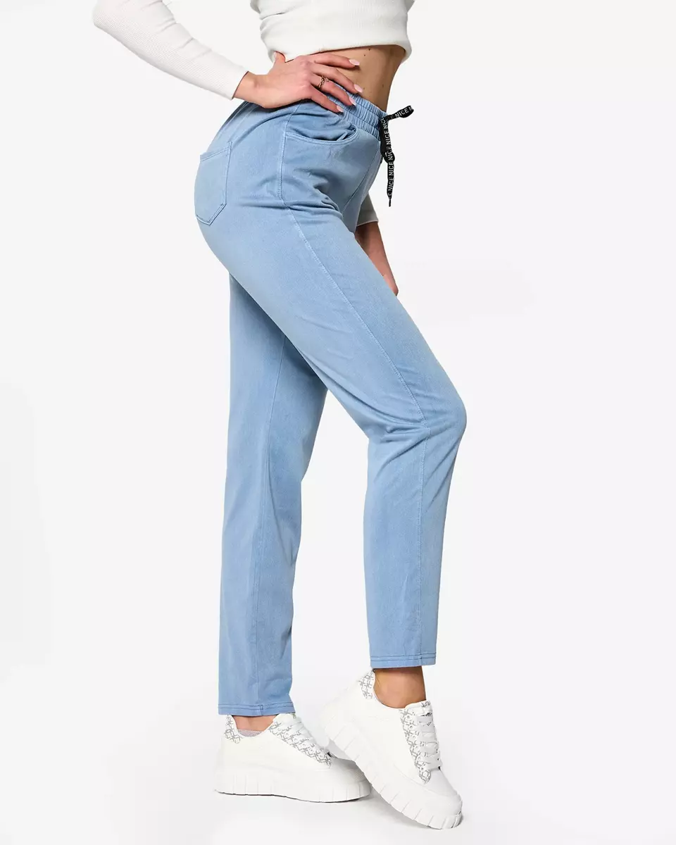 Сині жіночі тканинні штани PLUS SIZE- Одяг