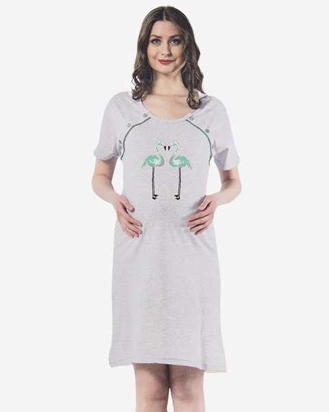 Сіро-м'ятна сорочка для вагітних у вигляді фламінго - Одяг