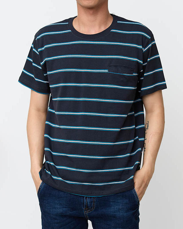 Темно-сіра чоловіча бавовняна футболка в смужку - Одяг