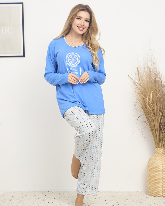 Жіноча піжама з синім принтом PLUS SIZE - Одяг