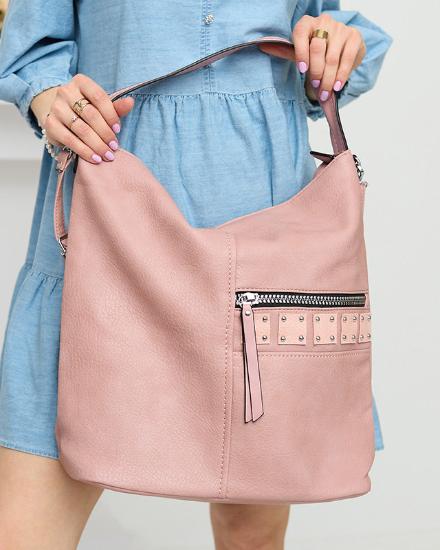 Жіноча рожева сумка-шоппер зі стразами - Аксесуари