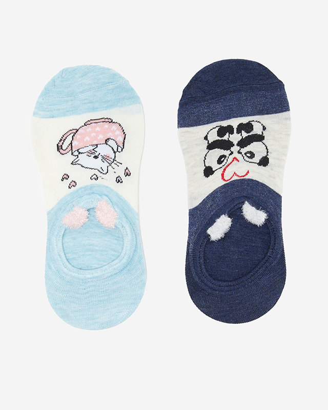 Жіночі сині та темно-сині шкарпетки з тваринним принтом 2 шт. - Нижня білизна