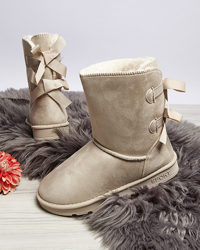 Жіночі снігоступи з бантами бежевого кольору Fummel- Footwear