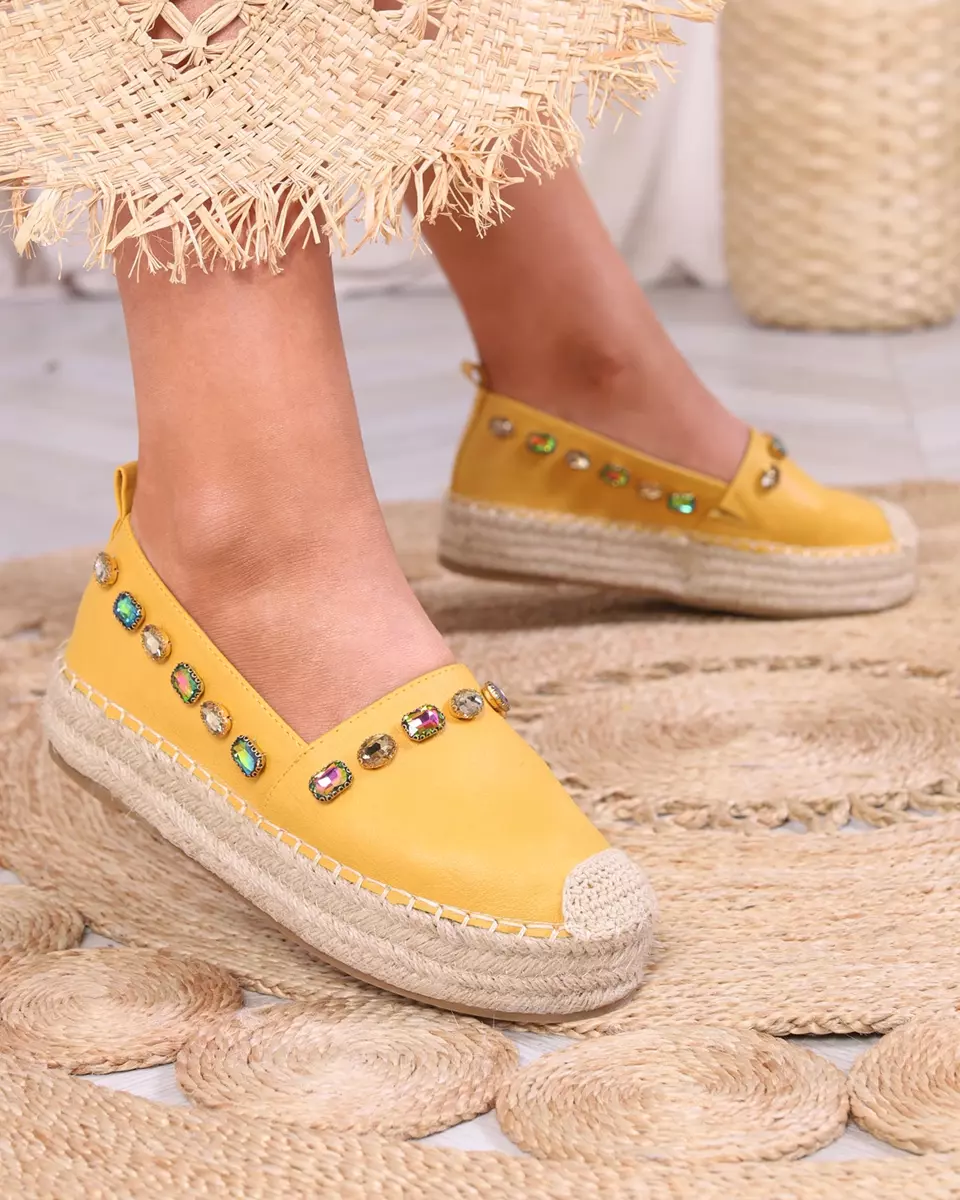 Жіночі жовті еспадрильї з кристалами Ziennie - Взуття