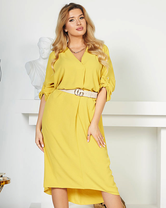 Жовта жіноча сукня міді оверсайз - Одяг