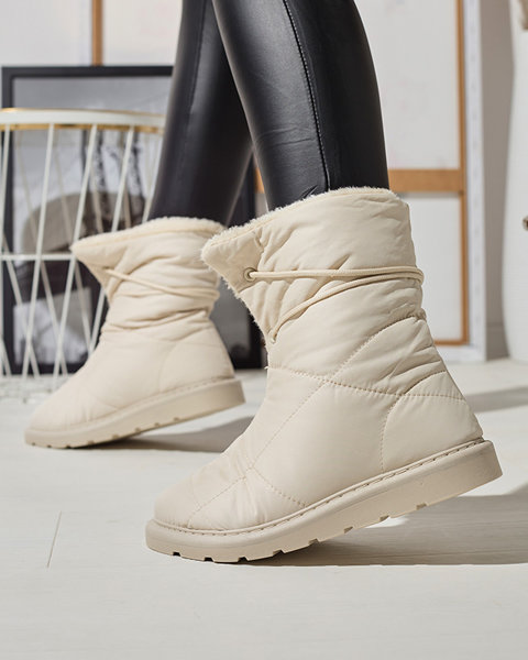 Бежеві жіночі черевики а-ля снігоступи Amirfu- Взуття