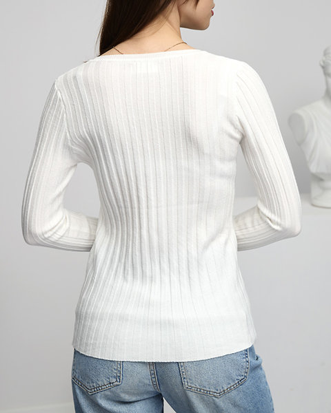 Бежевий жіночий светр в рубчик 