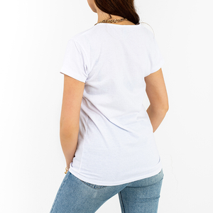 Біла футболка з барвистим принтом фламінго