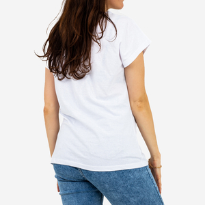 Біла жіноча футболка з принтом і блискітками PLUS SIZE