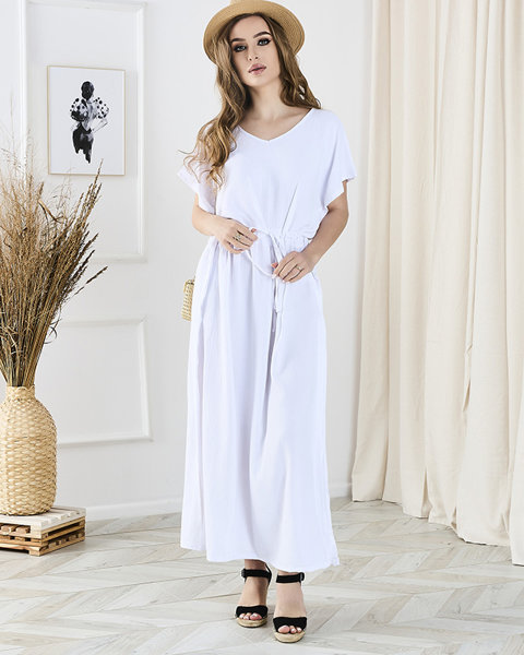Біла жіноча сукня оверсайз довжини міді - Одяг