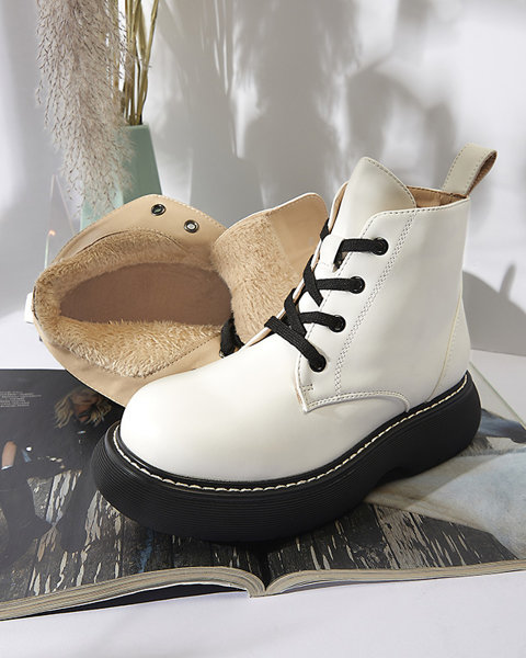 Білі жіночі черевики з екошкіри на суцільній підошві Getys - Взуття