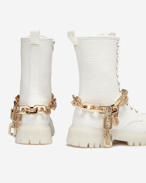 Білі жіночі черевики з золотим ланцюжком Azerik - Взуття