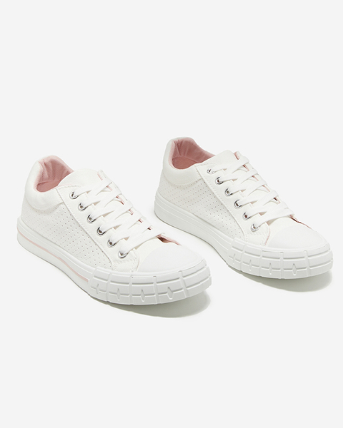 Білі жіночі кросівки в рожеву смужку Sols- Footwear