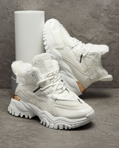 Білі жіночі спортивні кросівки з хутром Sagglo- Footwear