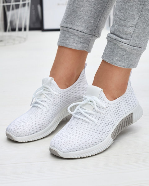 Білі жіночі тканинні спортивні кросівки Vobbu- Footwear
