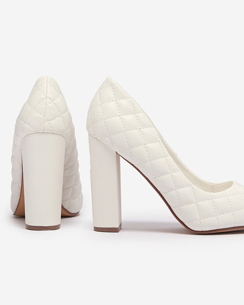 Білі жіночі туфлі-човники на шпильці з тисненням Torosa- Footwear