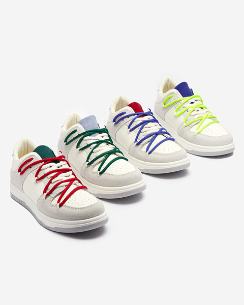 Біло-сірі жіночі спортивні кросівки з зеленими шнурками Olierinc - Взуття