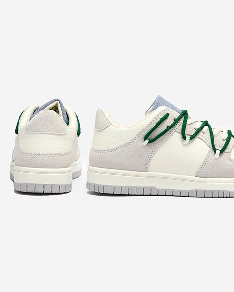 Біло-сірі жіночі спортивні кросівки з зеленими шнурками Olierinc - Взуття