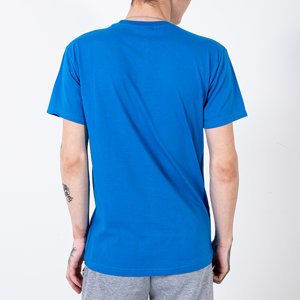Блакитна чоловіча футболка з принтом