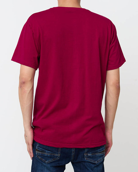 Бордова чоловіча футболка з принтом - Одяг