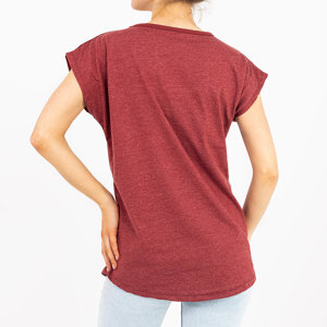 Бордова жіноча футболка з принтом