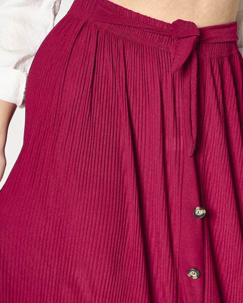 Бордова жіноча плісирована спідниця максі на ґудзиках - Одяг