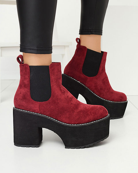 Бордові жіночі чоботи на суцільній підошві Revij - Взуття