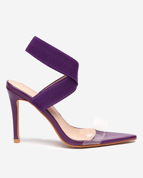 Босоніжки жіночі на шпильці, коала фіолетова - Взуття