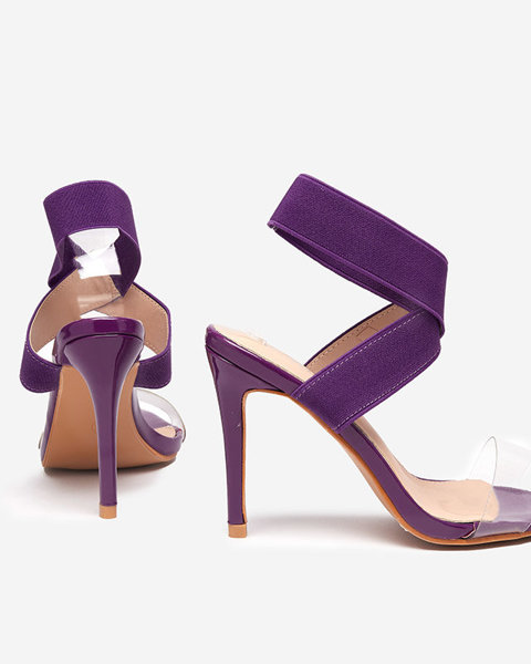 Босоніжки жіночі на шпильці, коала фіолетова - Взуття