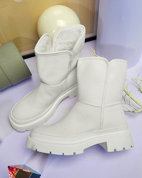 Черевики матові утеплені жіночі білого кольору Whidos- Взуття