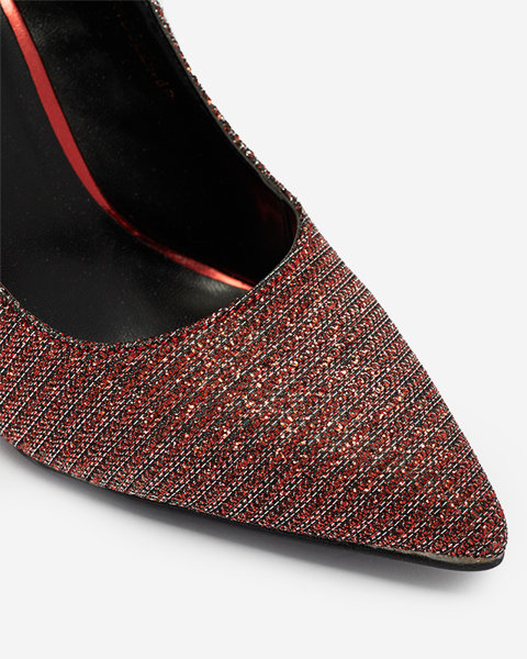 Червоні жіночі туфлі-човники на стійці з глітером Suvirra- Взуття